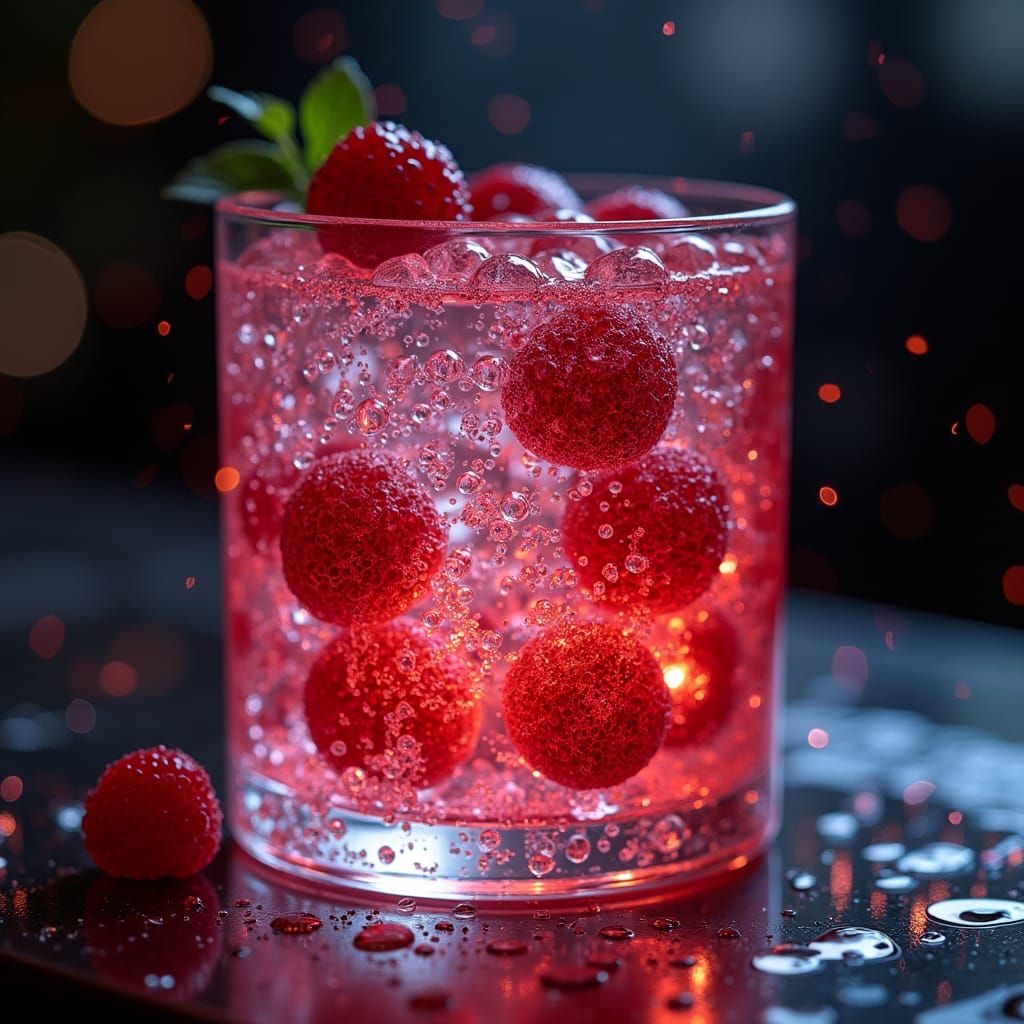 Ruby Crystal Cranberry Sculpture in Speakeasy Bar