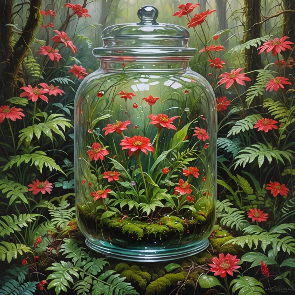 Dewdrop Fairies and Crystal Tree: An Oil Painting