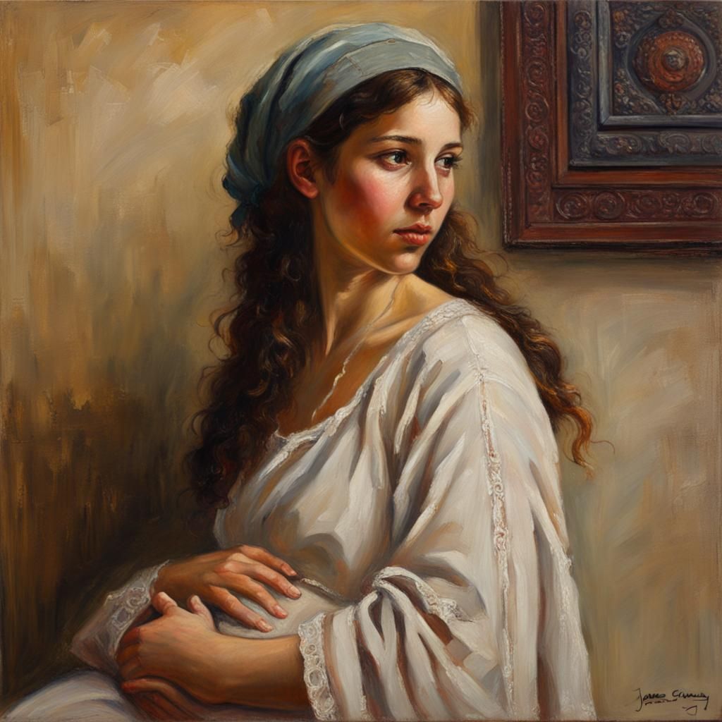 Pregnant Woman: Oil Painting in Gurney Style