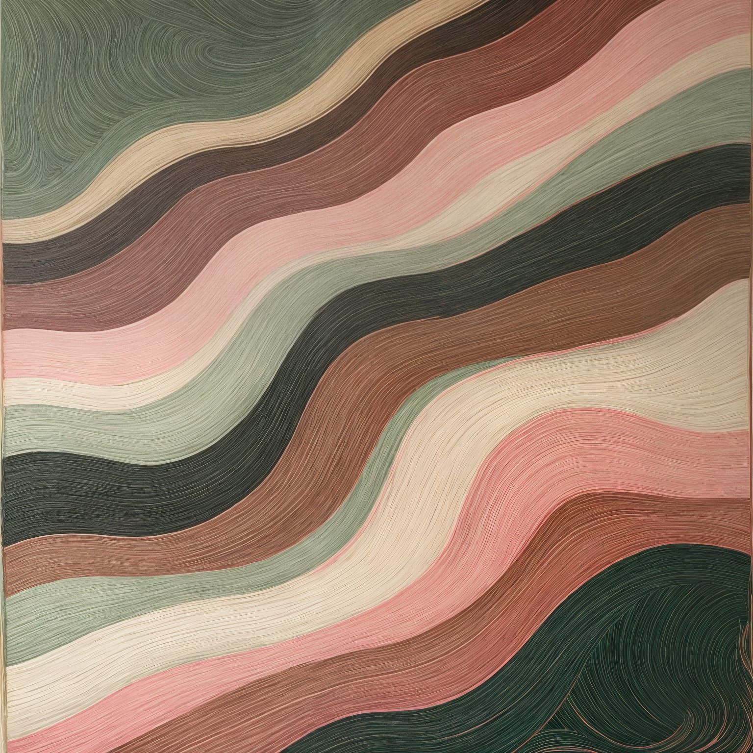 Retro Organic Art Piece with Wavy Lines