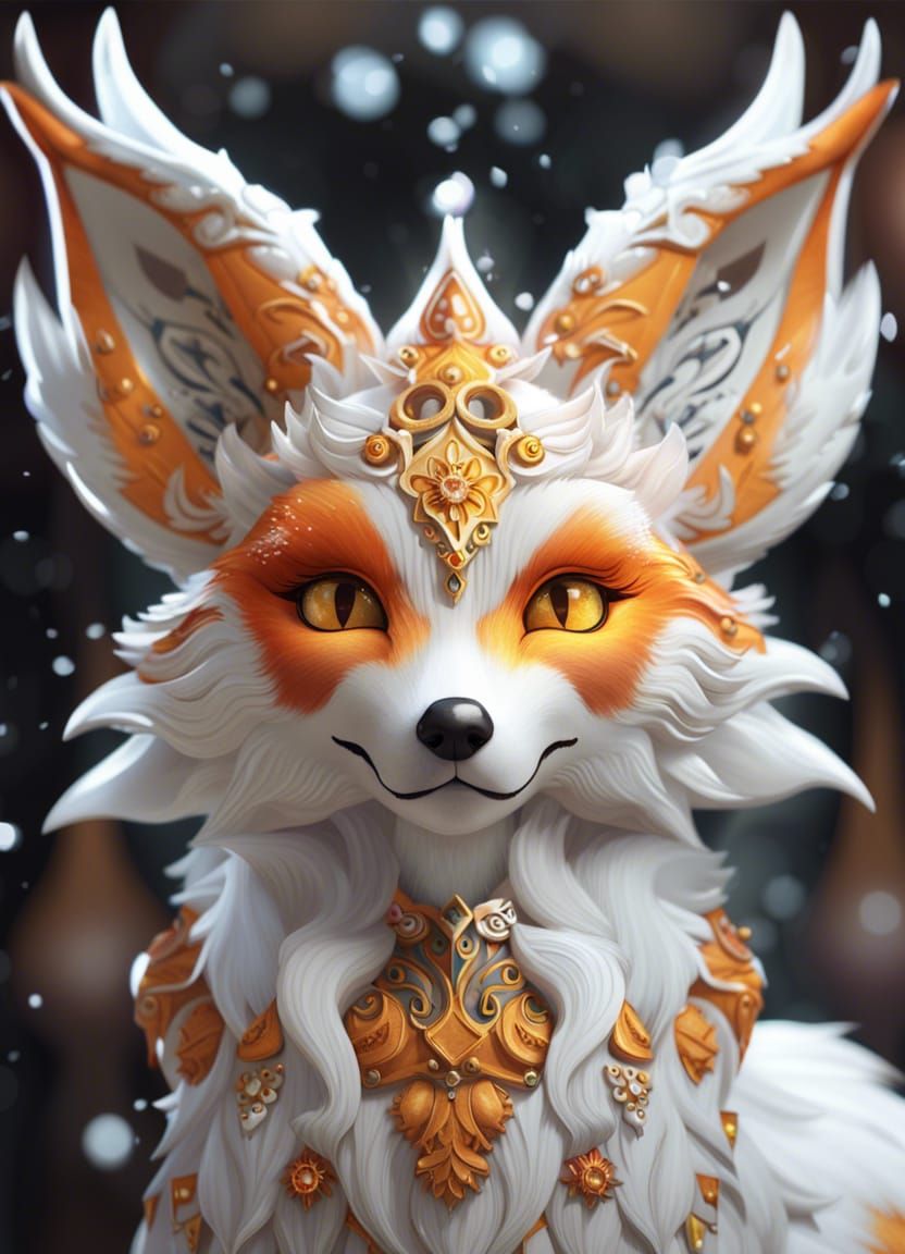 Fantasy Fairy Fox Portrait in Snow