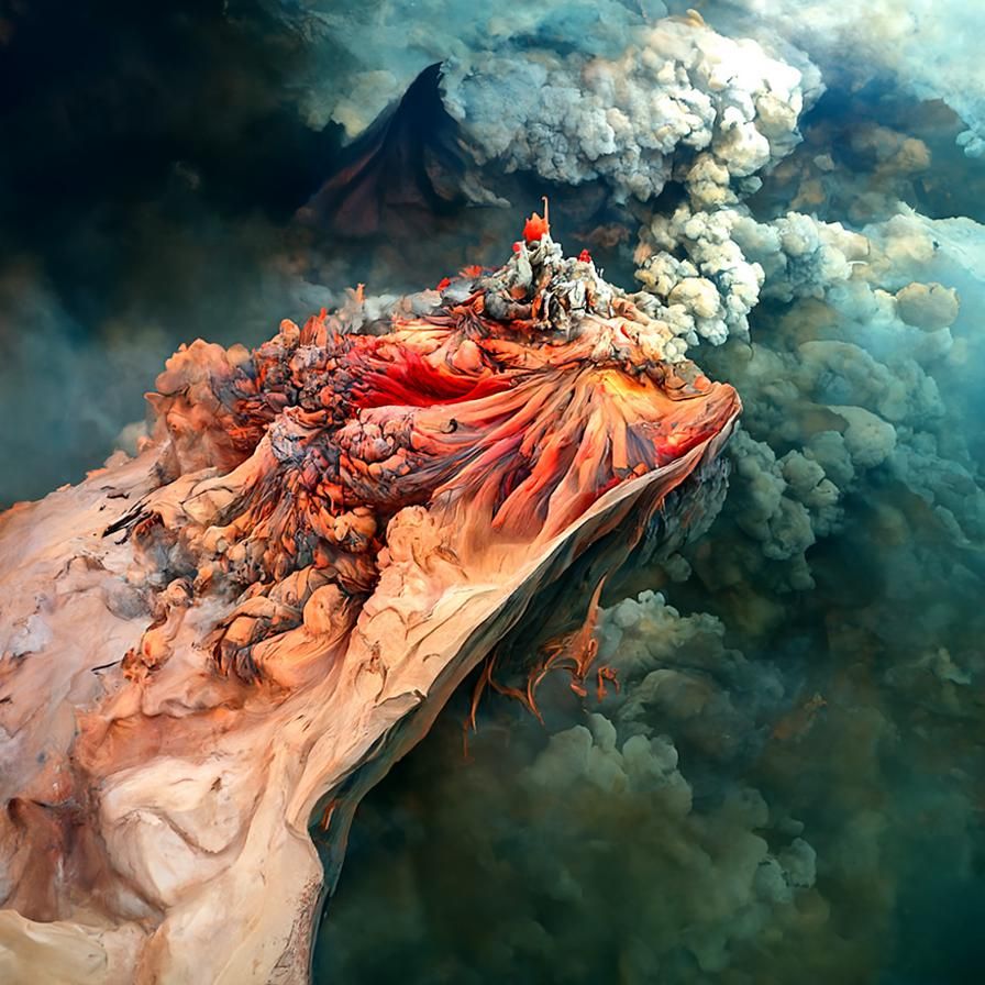 Volcano Eruption in Detailed Fantasy Style