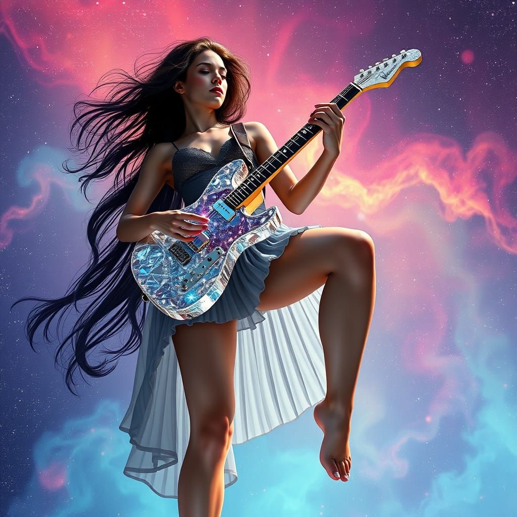 Ethereal Goddess of Cosmic Music Ascends in Iridescent Splen...