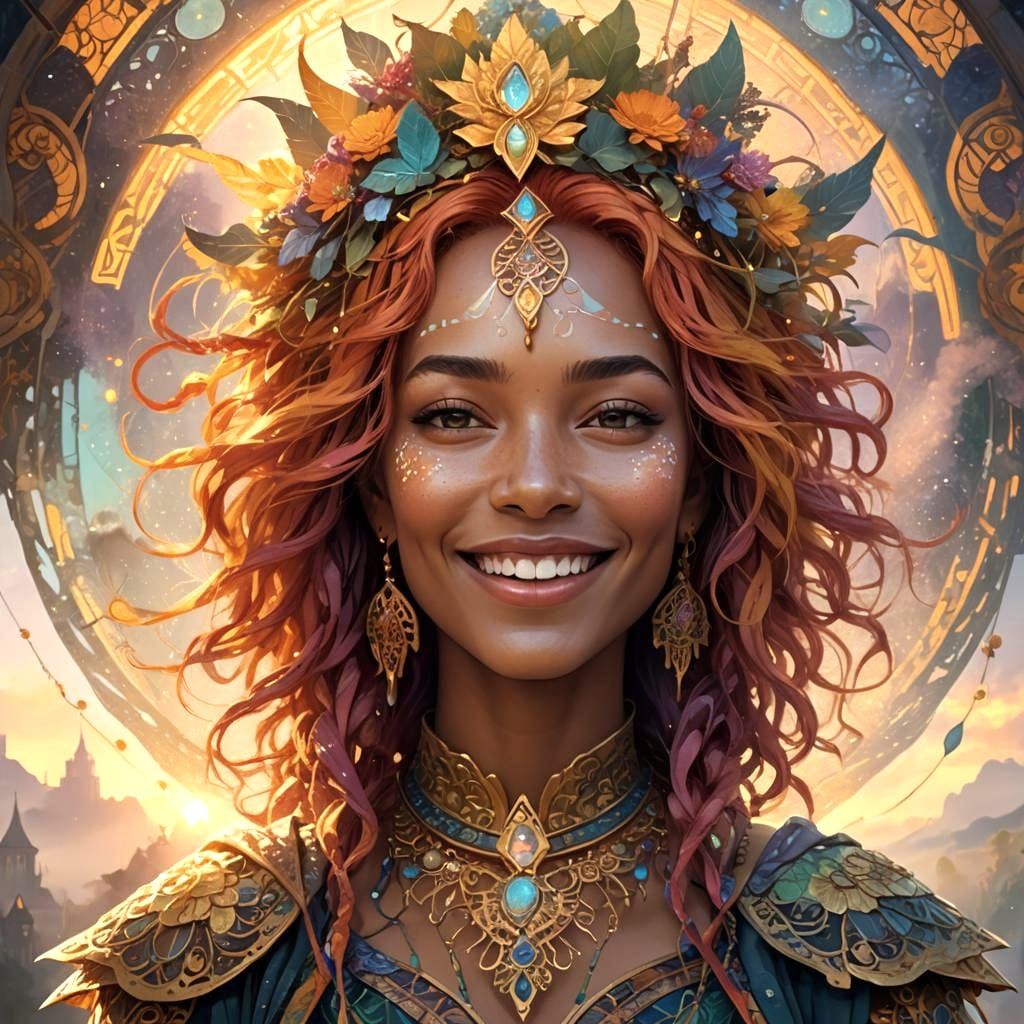 Colorful Portrait in Hyperdetailed Art Nouveau Style