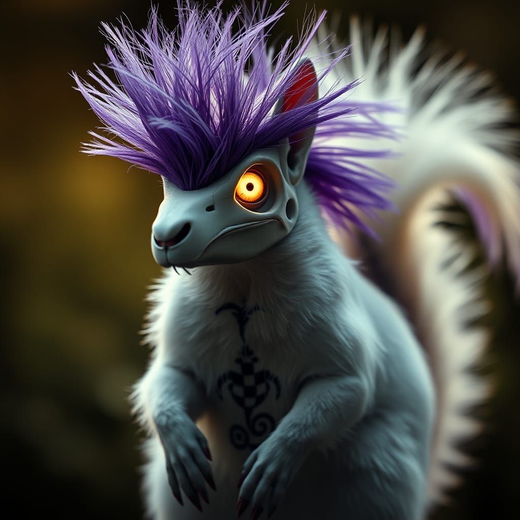 Eerie Squirrel with Bird Skull Mask