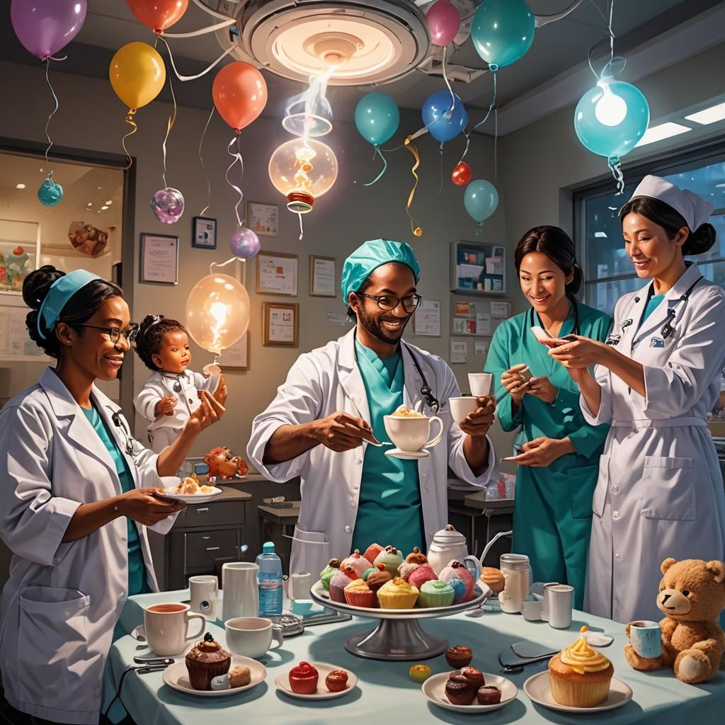 Newborn Baby Offers Tea in Fantasy Concept Art