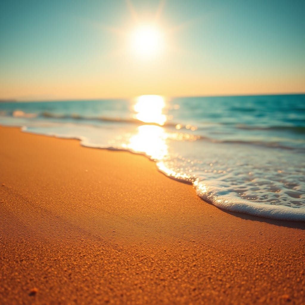 Sunny Beach Scene in Vibrant Color