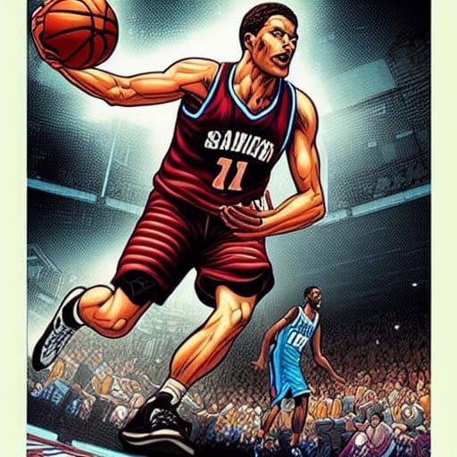 Basketball in Comic Book Art Style