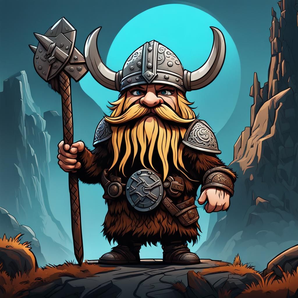 Surreal Viking Vector Logo in Detailed Line Art