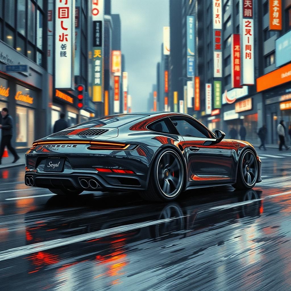 Futuristic Porsche 911 Races Through Seoul in Art Nouveau St...