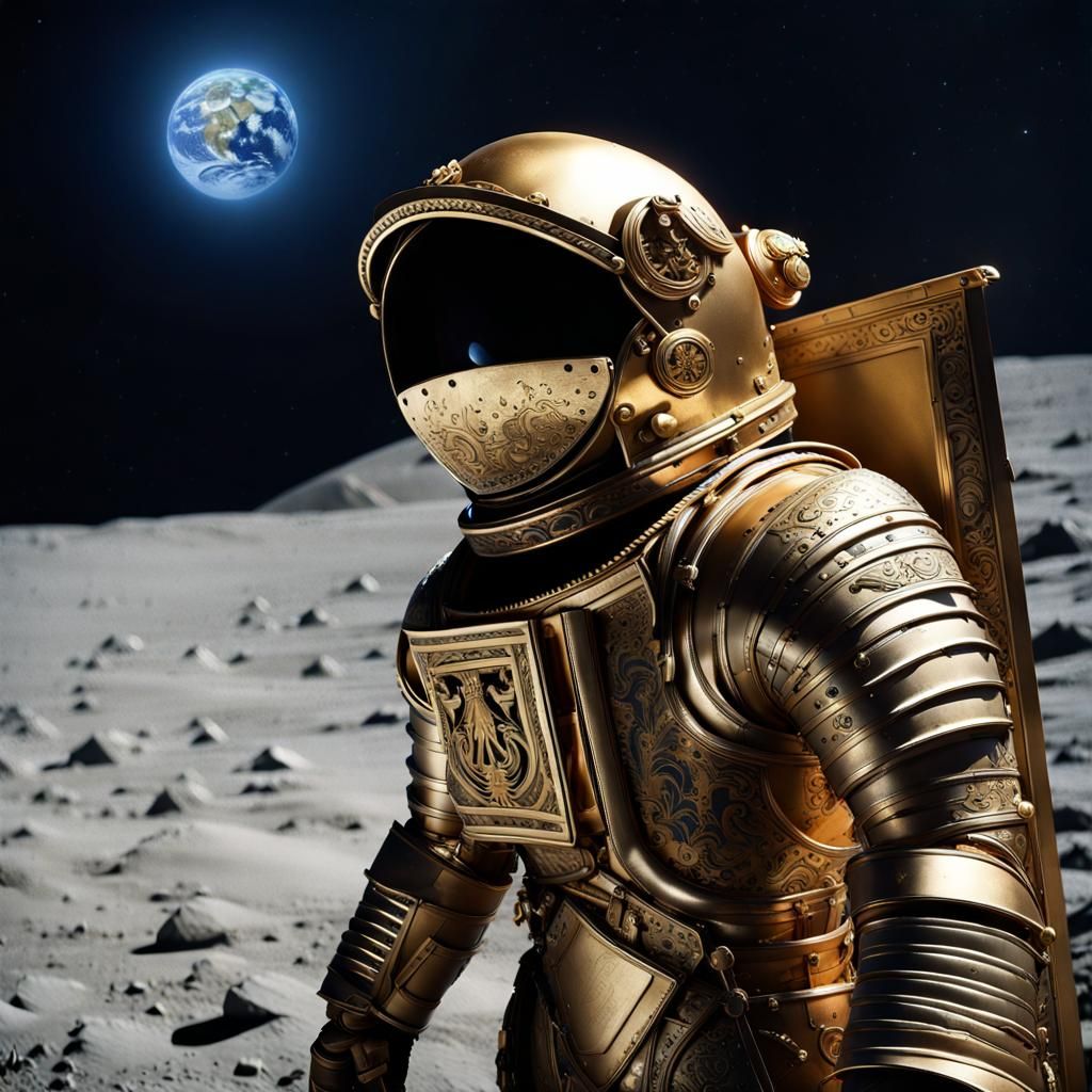 French King Astronaut on the Moon in Dust Storm