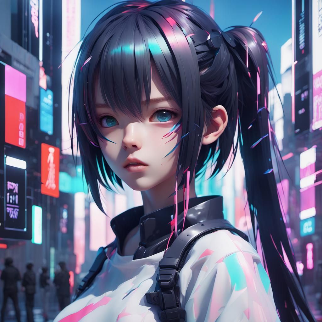 Glitched Anime Art in 8K Resolution