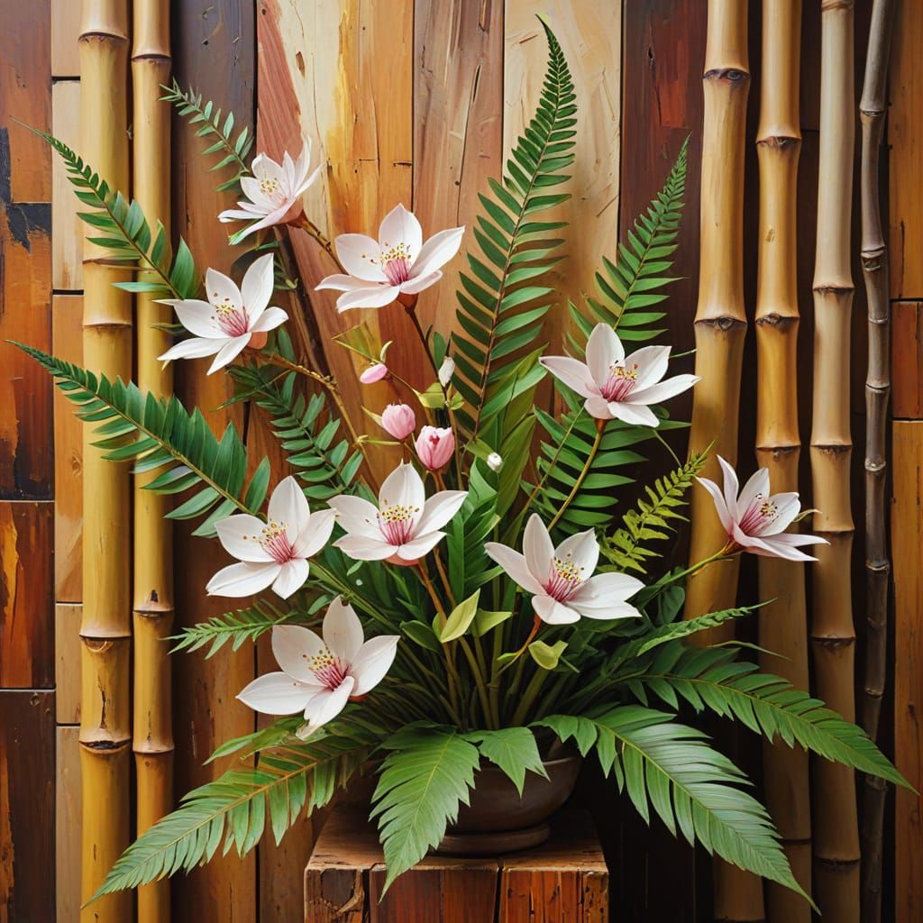 Abstract Cubist Ikebana Arrangement in Kurasov Style