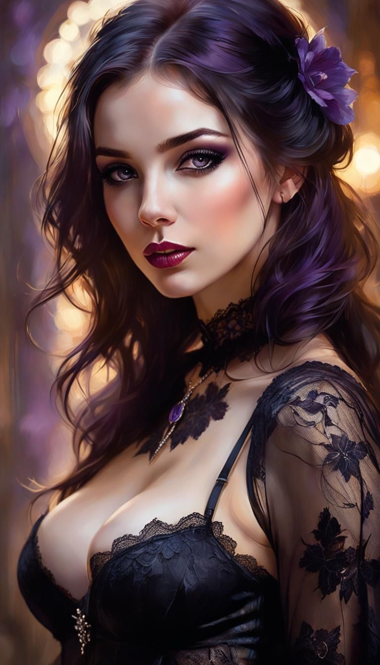 Vampire Woman in Black Lace, Dreamy Lighting
