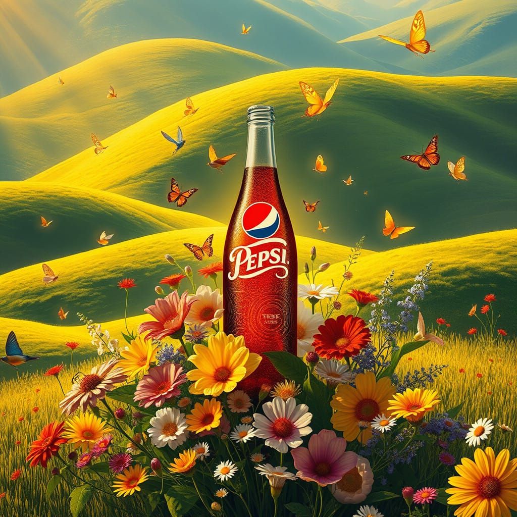 Vintage-Style Glass Bottle of Prosperity on a Whimsical Wild...