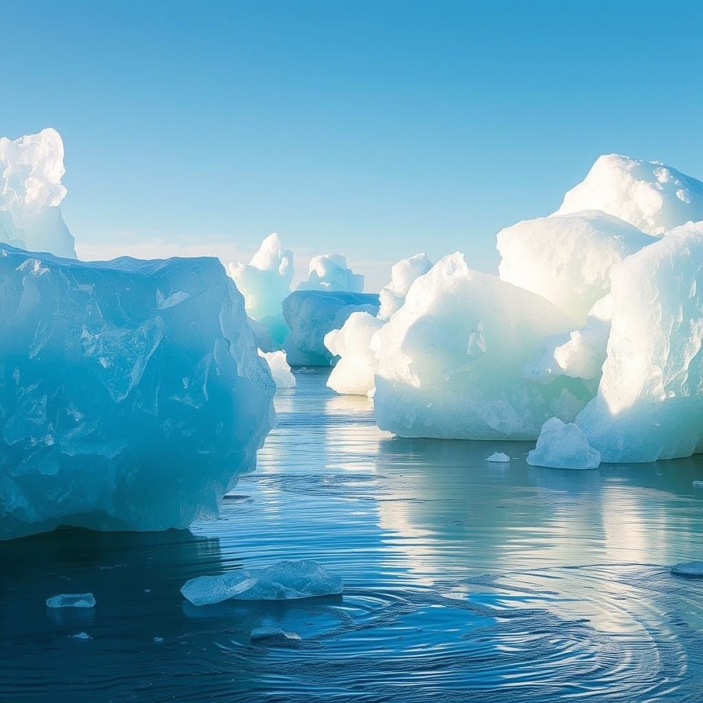 Pastel Ice Chunks in Serene River