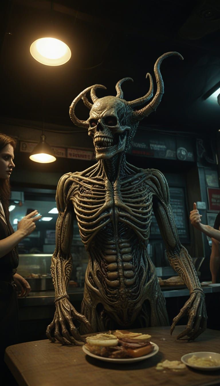 Grotesque Body Horror at Burger Restaurant