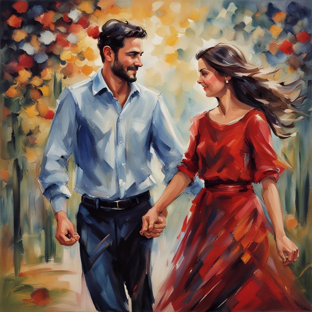 Couple Dancing Passionately Holding Hands