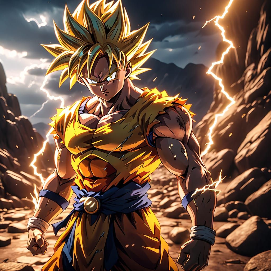 Epic Super Saiyan Warrior in Golden Aura