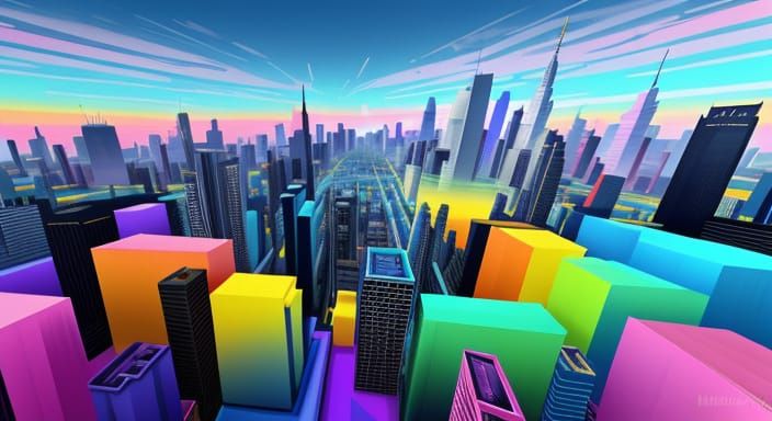 VR Cityscape in Abstract Expressionism Style