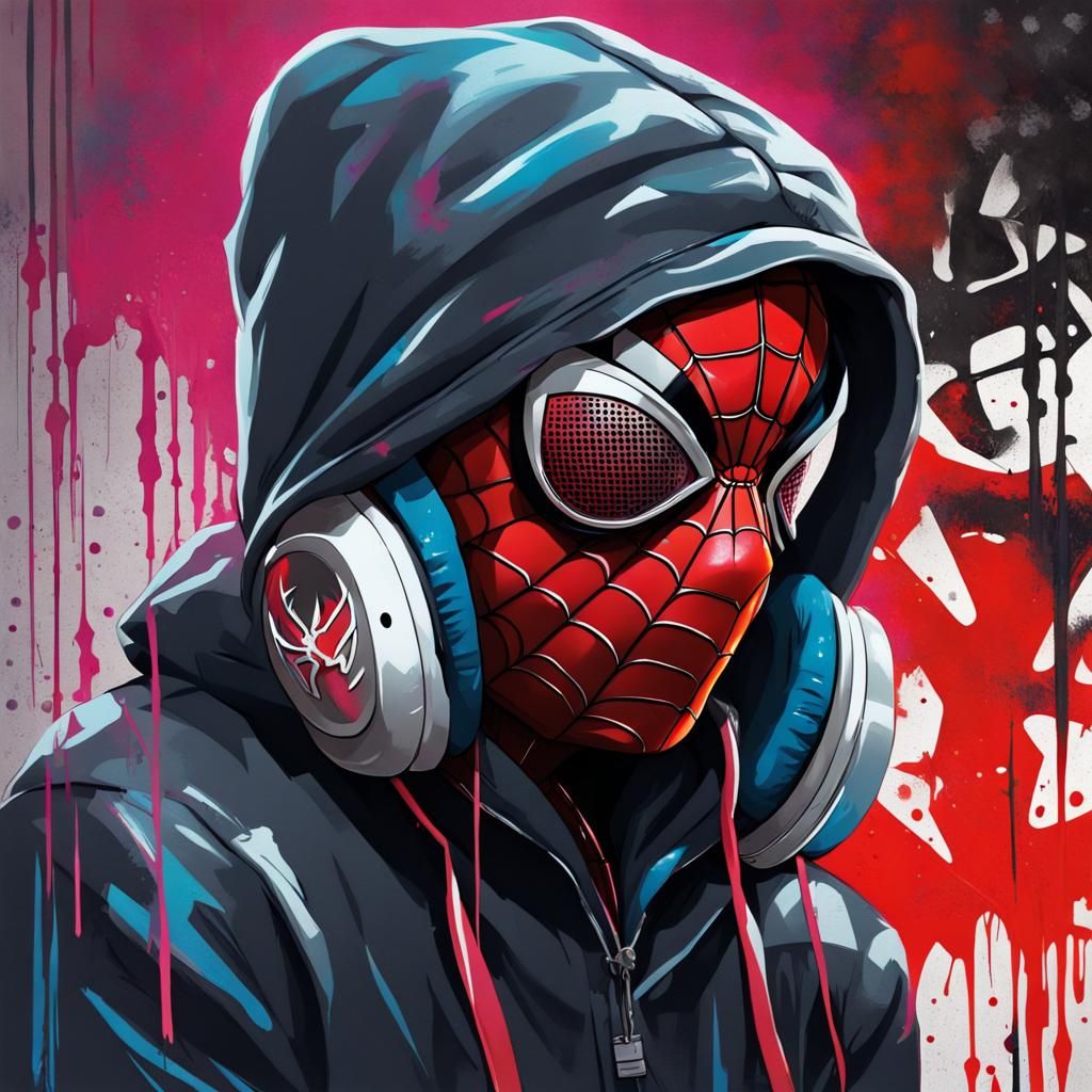 Miles Morales Spider-Man in Graffiti Street Art
