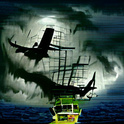 Flying Dutchman Sailing in Stormy Seas