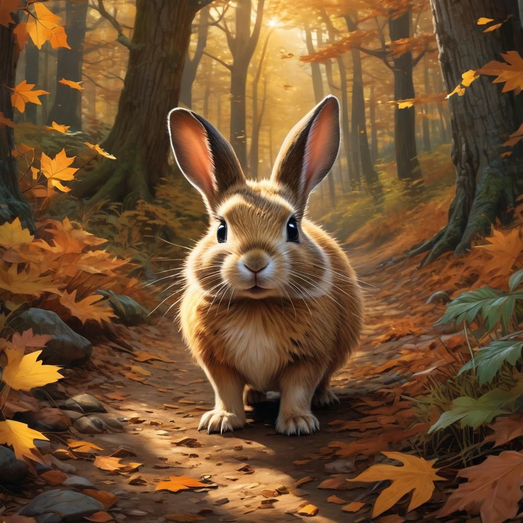 Magical Comic Art: Bunny and Hedgehog in Autumn