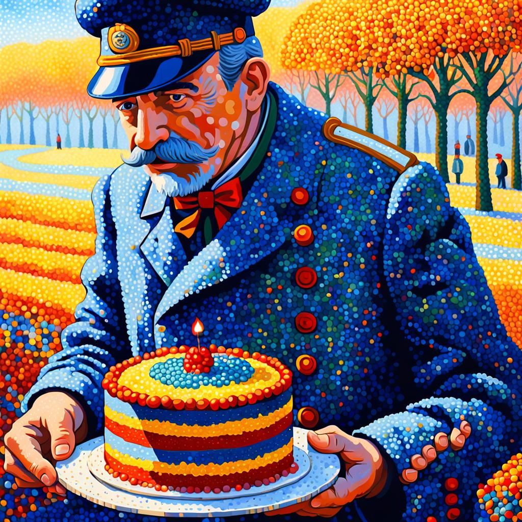 Pointillist Brigadier with Cake in Vivid Colors