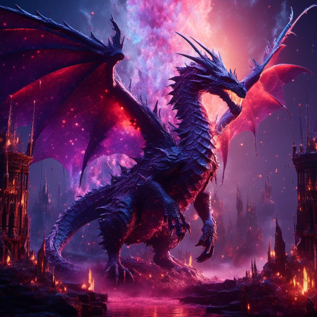 Fire and Ice Dragons in Dark Fantasy Style