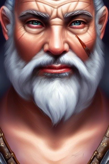 Detailed Portrait of a Dwarf Warrior in Fantasy Art Style