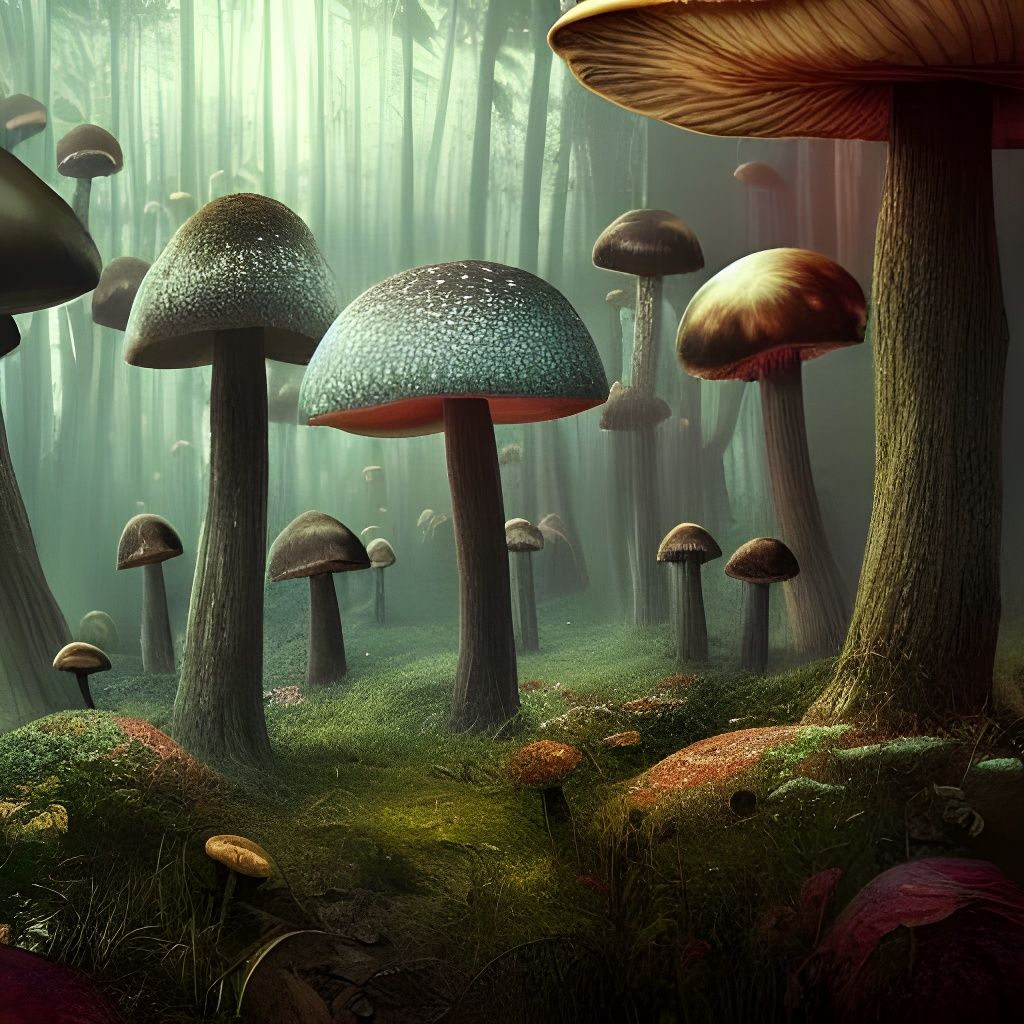 Epic Mushroom Forest Digital Matte Painting