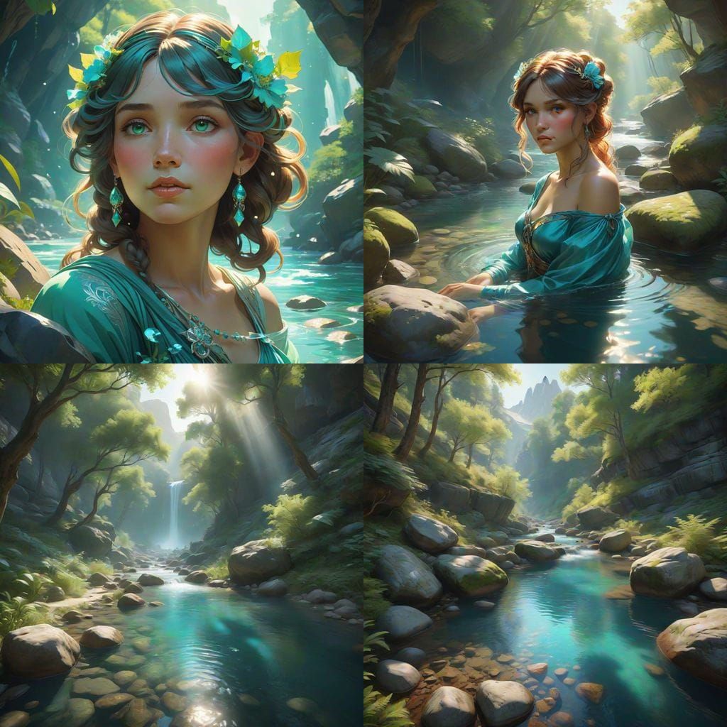 Stunning Rocky Gorge Scene with Turquoise Water and Lush Veg...