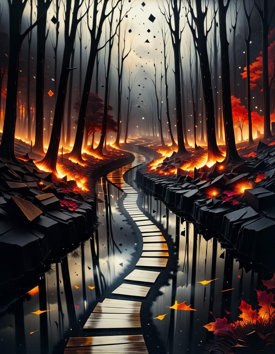 Ethereal Path of Eternity: Ink on Glass