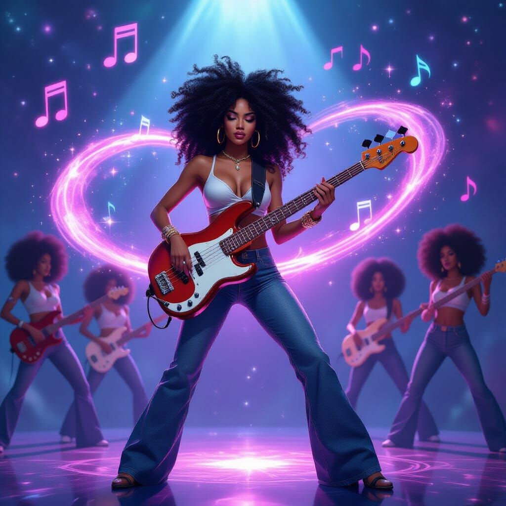 Afro-Latina Goddess Commands Cosmic Concert in Hyperrealisti...