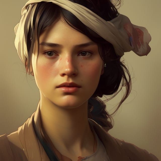 Garments Worker Woman Portrait in Hyperdetailed Style