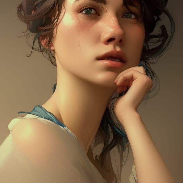 Garments Worker Woman Portrait in Hyperdetailed Style