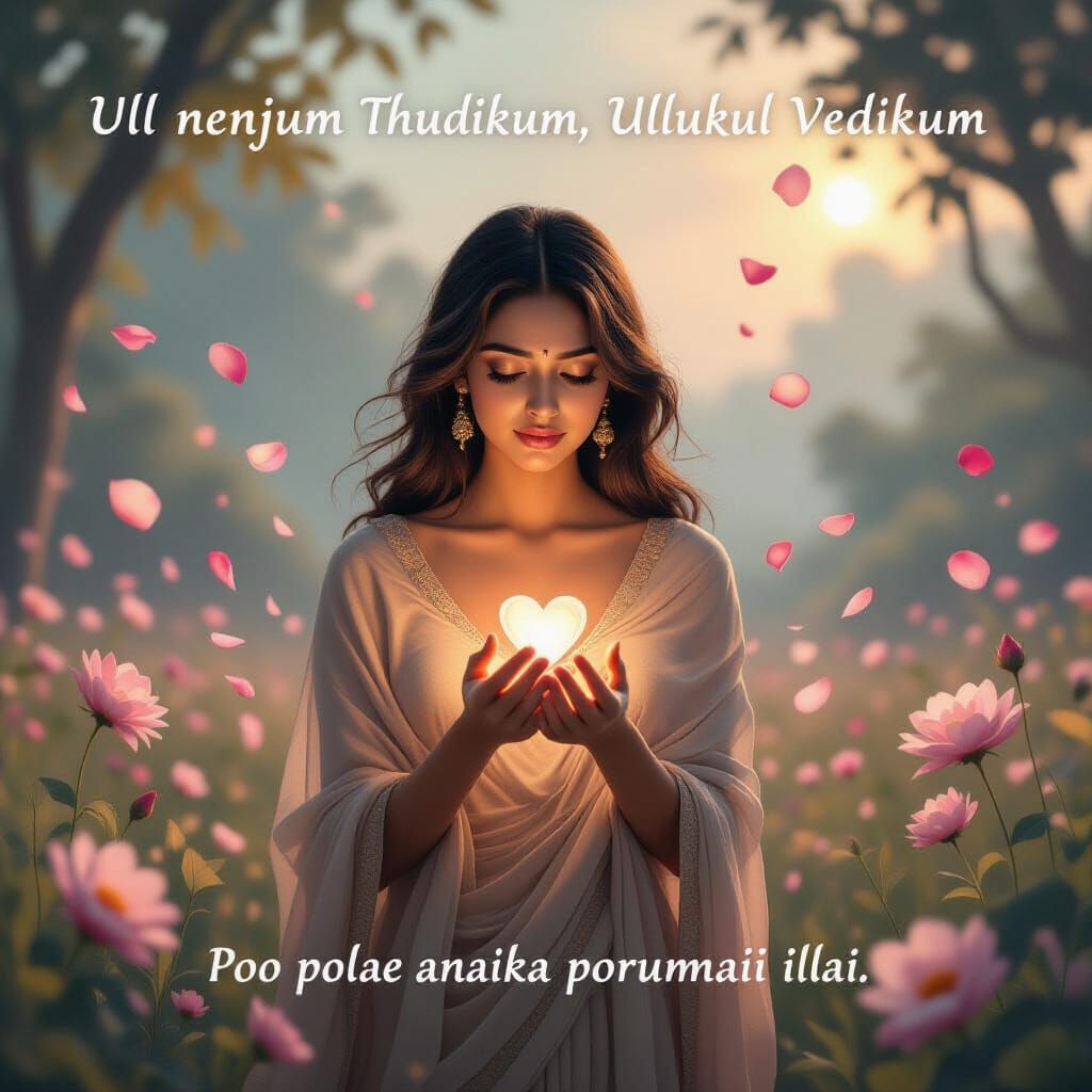 Poetic Digital Painting of South Asian Woman in Emotional La...