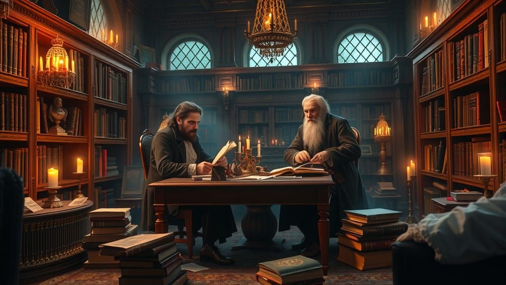 Grimm Brothers in Enchanted Library