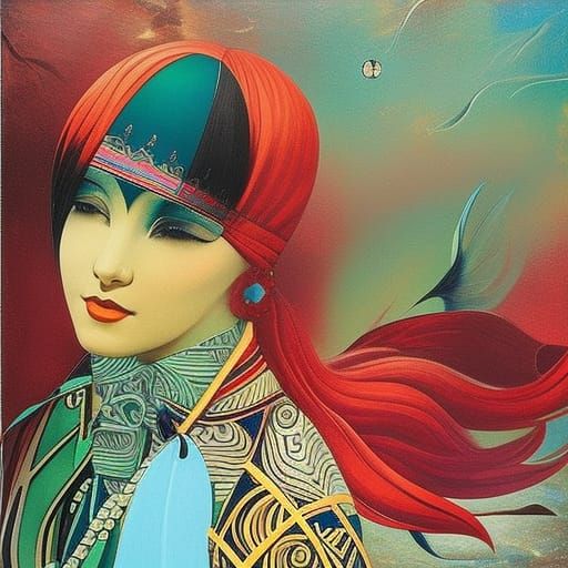 Venus Portrait in Oil with Surrealist Details