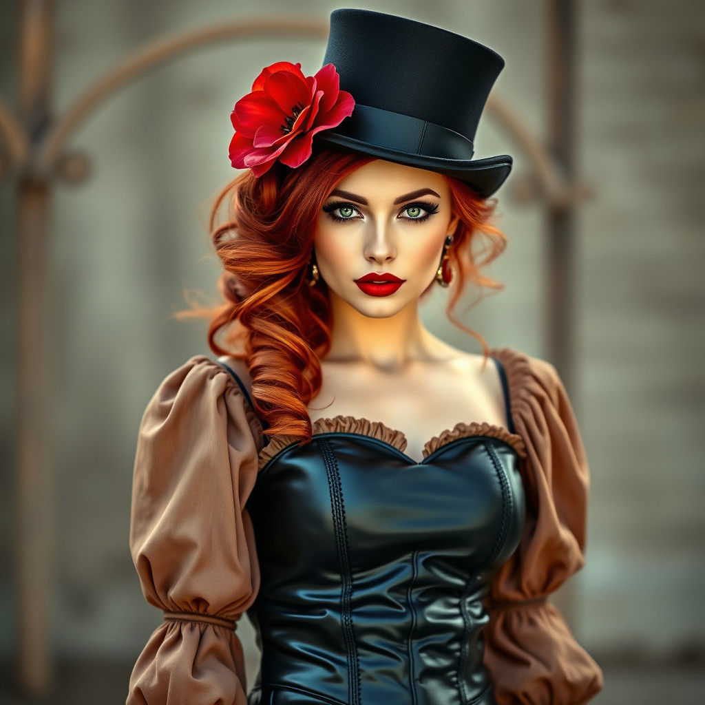 Steampunk Woman Portrait with Red Hair