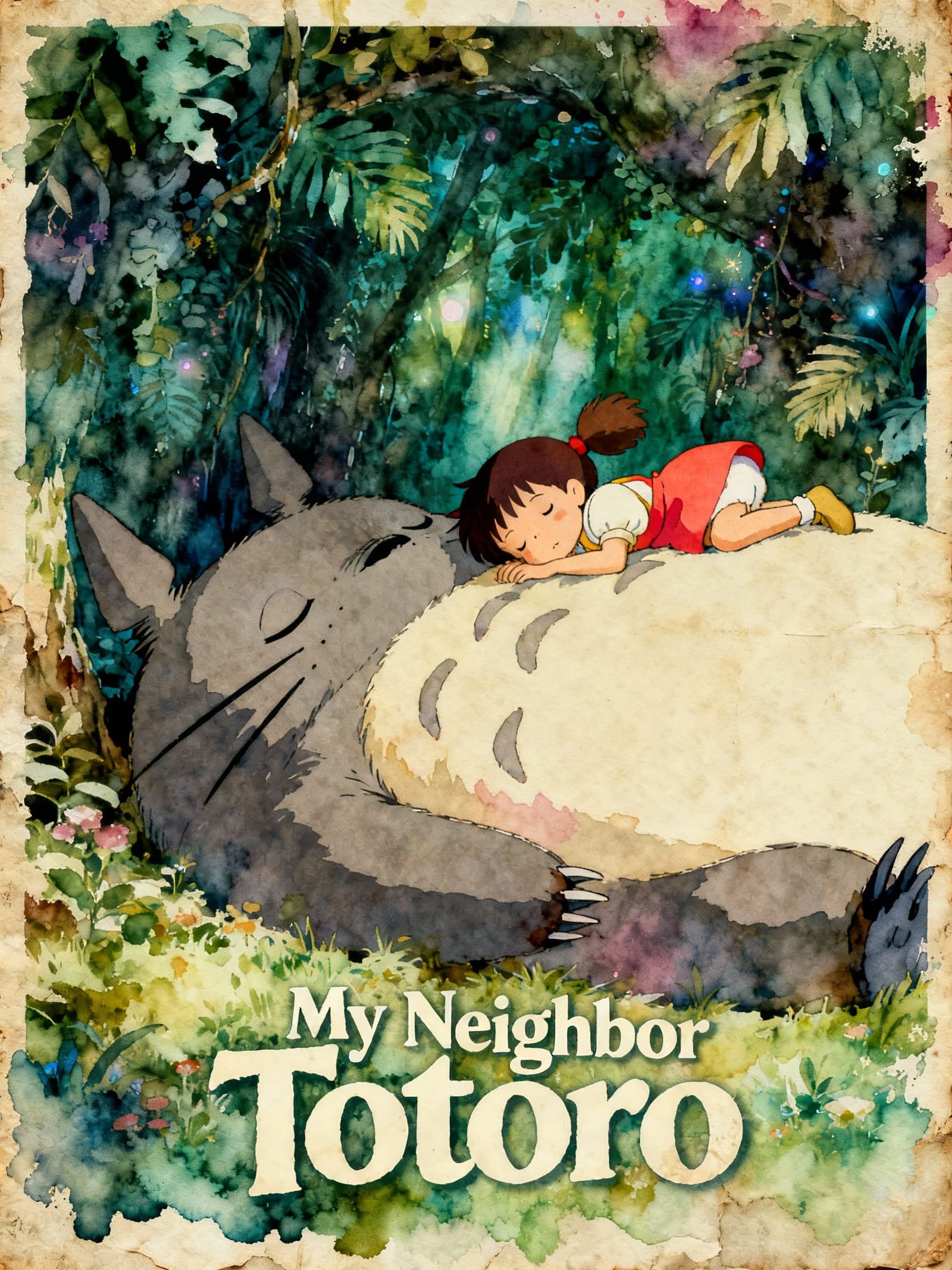 My Neighbor Totoro Watercolor Poster
