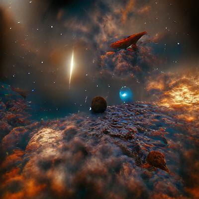 Deep Space Starfield and Asteroid Cloud in 3D
