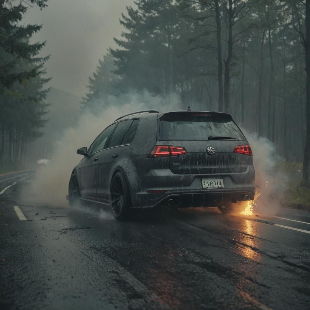 Tuned VW Golf 7R Variant in Stormy Flames