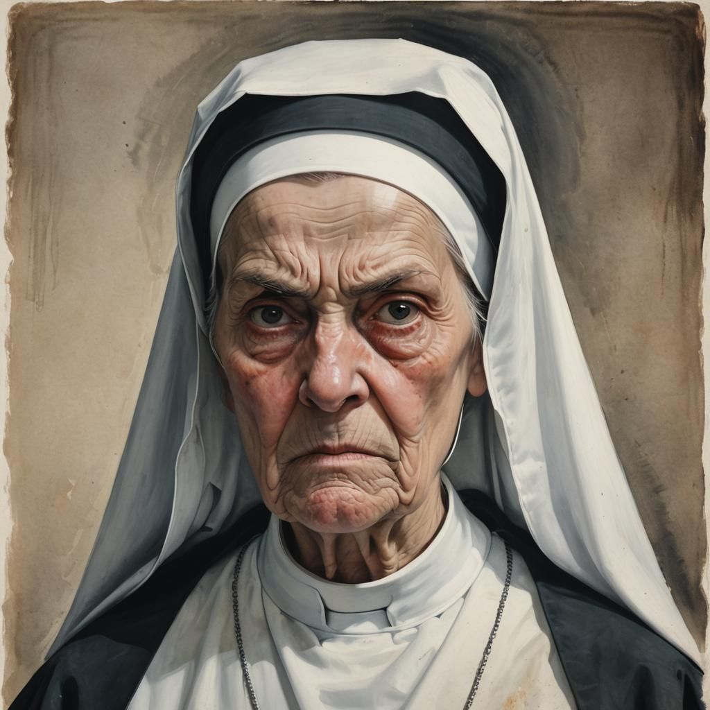 Grumpy Nun Portrait
