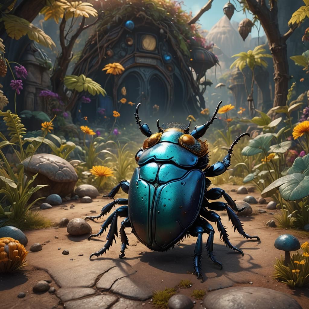 Dung Beetle as John Lennon: Detailed Matte Painting