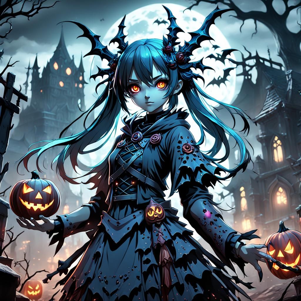 Anime Spooky Girl in Detailed Matte Painting