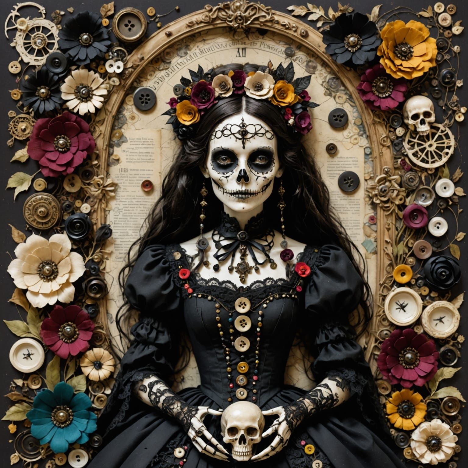 Gothic Lady in a Vintage Creepy Scene