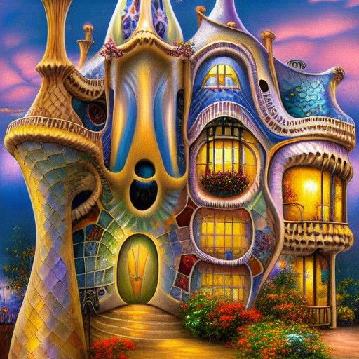 Surreal Casa Batllo Dreamscape in Vivid Colors
