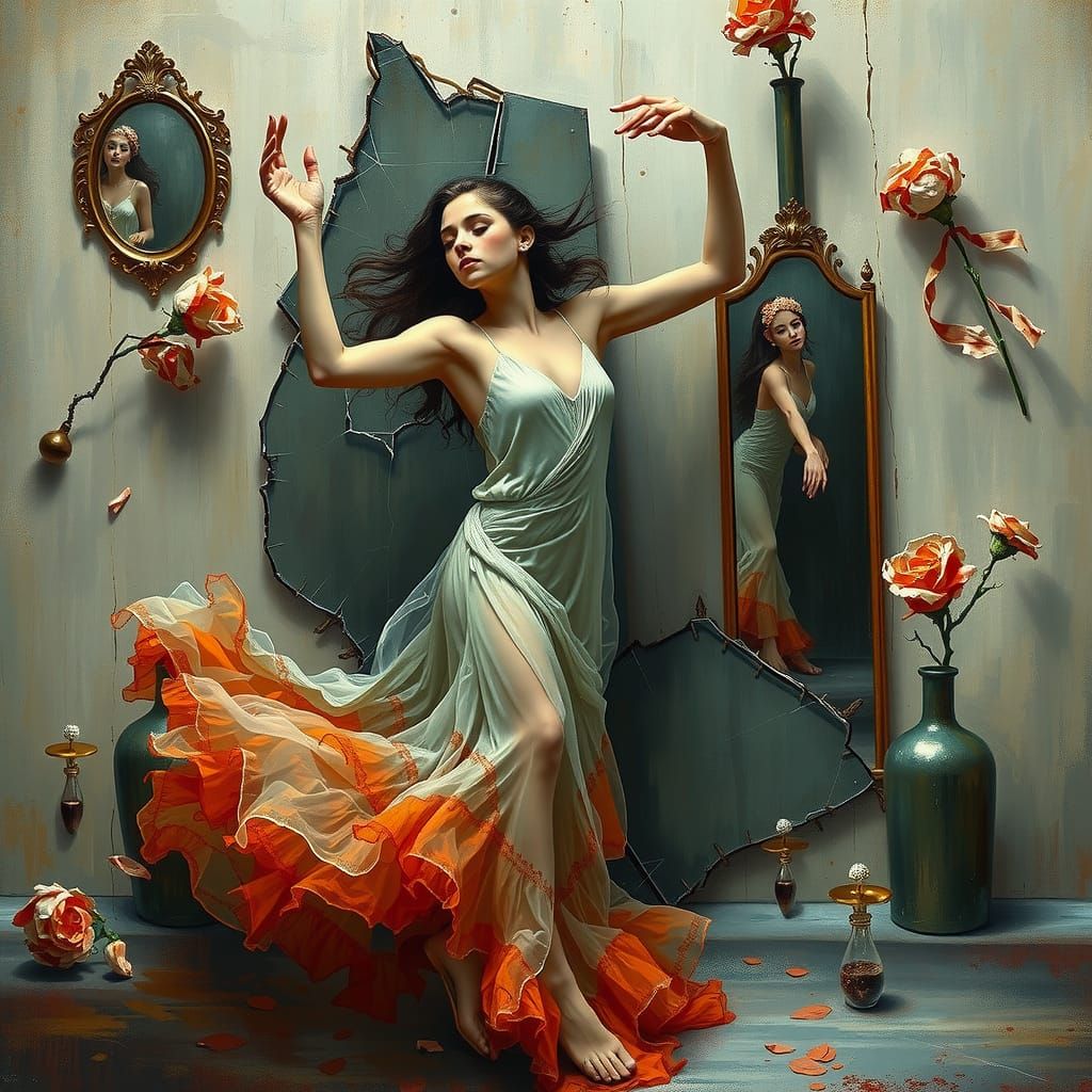 Expressive Dance Among Shattered Reflections, in Post-Impres...
