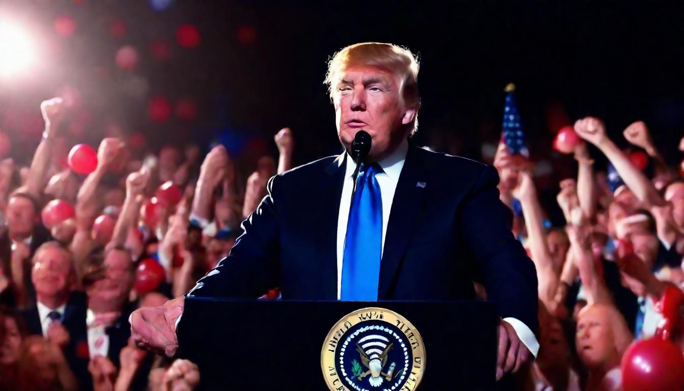 Triumphant Donald Trump Press Conference Film Still